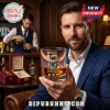 Lionel Messi theme whiskey glass featuring number 10, stadium graphic, and World Champion Edition text in a gift box.!