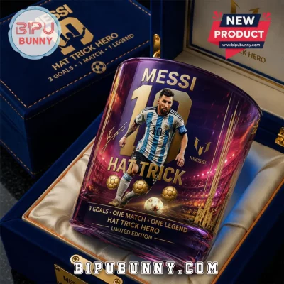Lionel Messi Hat Trick Hero Argentina Algeria Whiskey Glass