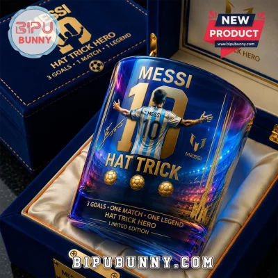 Lionel Messi Hat Trick Hero Limited Edition Algeria Blue Crystal Whiskey Glass