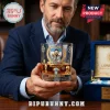 Lionel Messi commemorative whiskey glass with gold 16 World Cup goals emblem, soccer balls, and Argentina jersey detailing.!