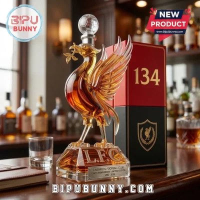 Liverpool Football Club Liver Bird 134th Anniversary Glass Decanter