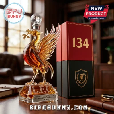 Liverpool Football Club Liver Bird 134th Anniversary Glass Decanter