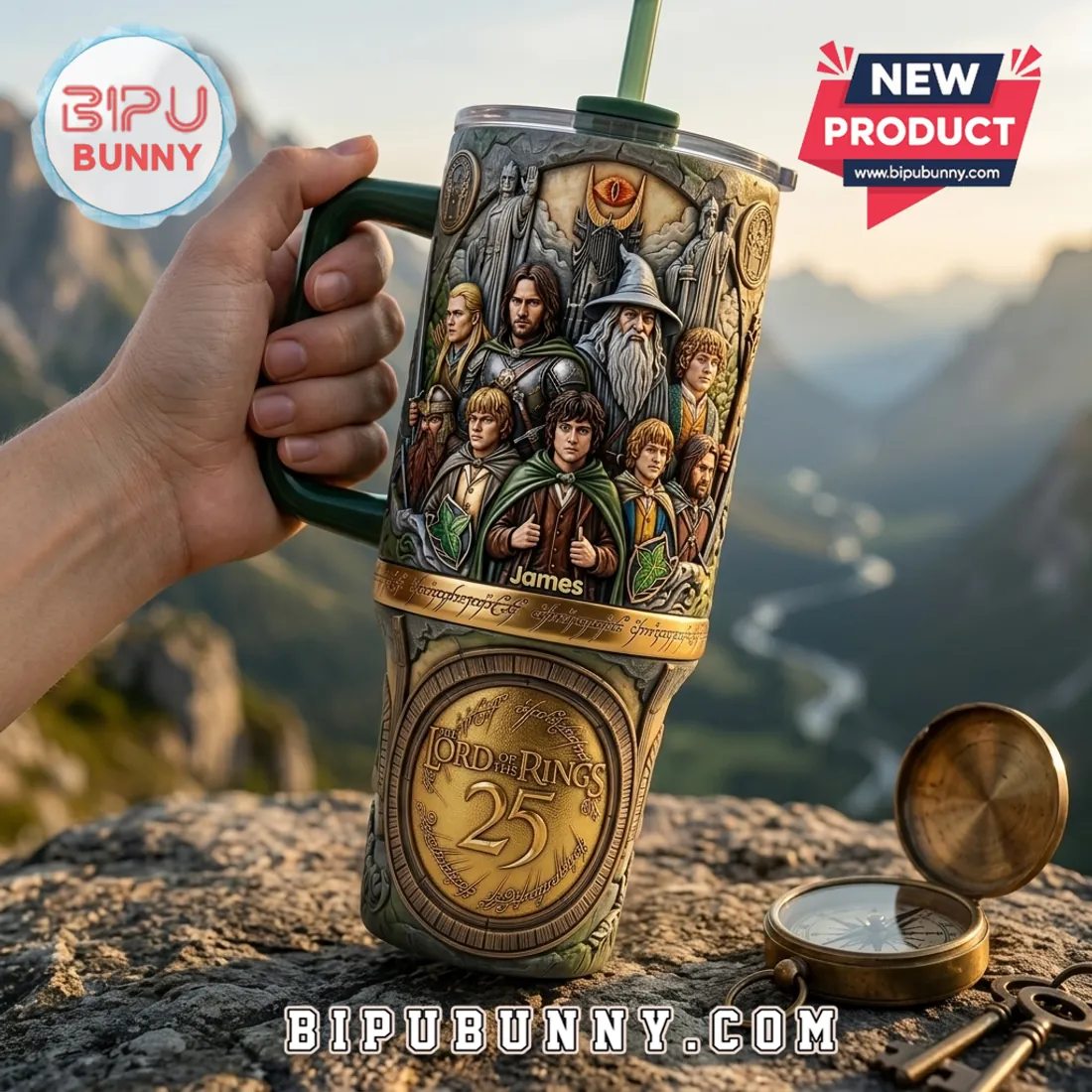 Lord of the Rings 25th Anniversary Embossed 40oz Handle Tumbler Lord of the Rings 25th Anniversary Embossed 40oz Handle Tumbler