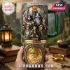 Lord of the Rings 25th anniversary insulated tumbler with character collage, Eye of Sauron, and custom name Charlie.!