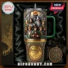 Lord of the Rings 25th anniversary insulated tumbler featuring character artwork and a matching commemorative gold coin.!