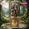Lord of the Rings 25th anniversary insulated tumbler featuring the Fellowship characters, Barad-dur, and elvish script.!