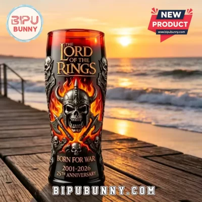 Lord of the Rings 25th Anniversary Viking Skull Flame Beer Glass