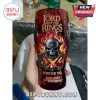 Lord of the Rings 25th anniversary glass tumbler featuring a skull in a horned helmet, flames, and Born for War text.!
