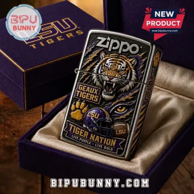 LSU Tigers Embossed Metal Zippo Lighter Case