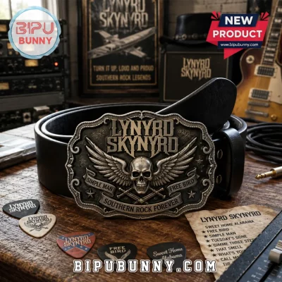 Lynyrd Skynyrd Skull Embossed Premium Black Leather Belt