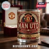 Manchester United whiskey glass with gold and red crest, text reading Man Utd, Glory, Glory Man United, and Est. 1878.!
