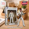 Elvis Presley Mega & Halo collaboration action figure with white jumpsuit, miniature guitar, and gold microphone in box.!