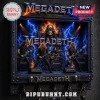 Megadeth band wall display featuring Vic Rattlehead, blue lightning background, and metal frame with hook hangers.!