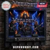 Megadeth band wall-mounted key holder with LED lighting, featuring a skull and lightning graphic, mounted on brick wall.!