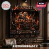 Megadeth band wall art key holder featuring Vic Rattlehead giving the middle finger, fiery background, and heavy iron frame.!