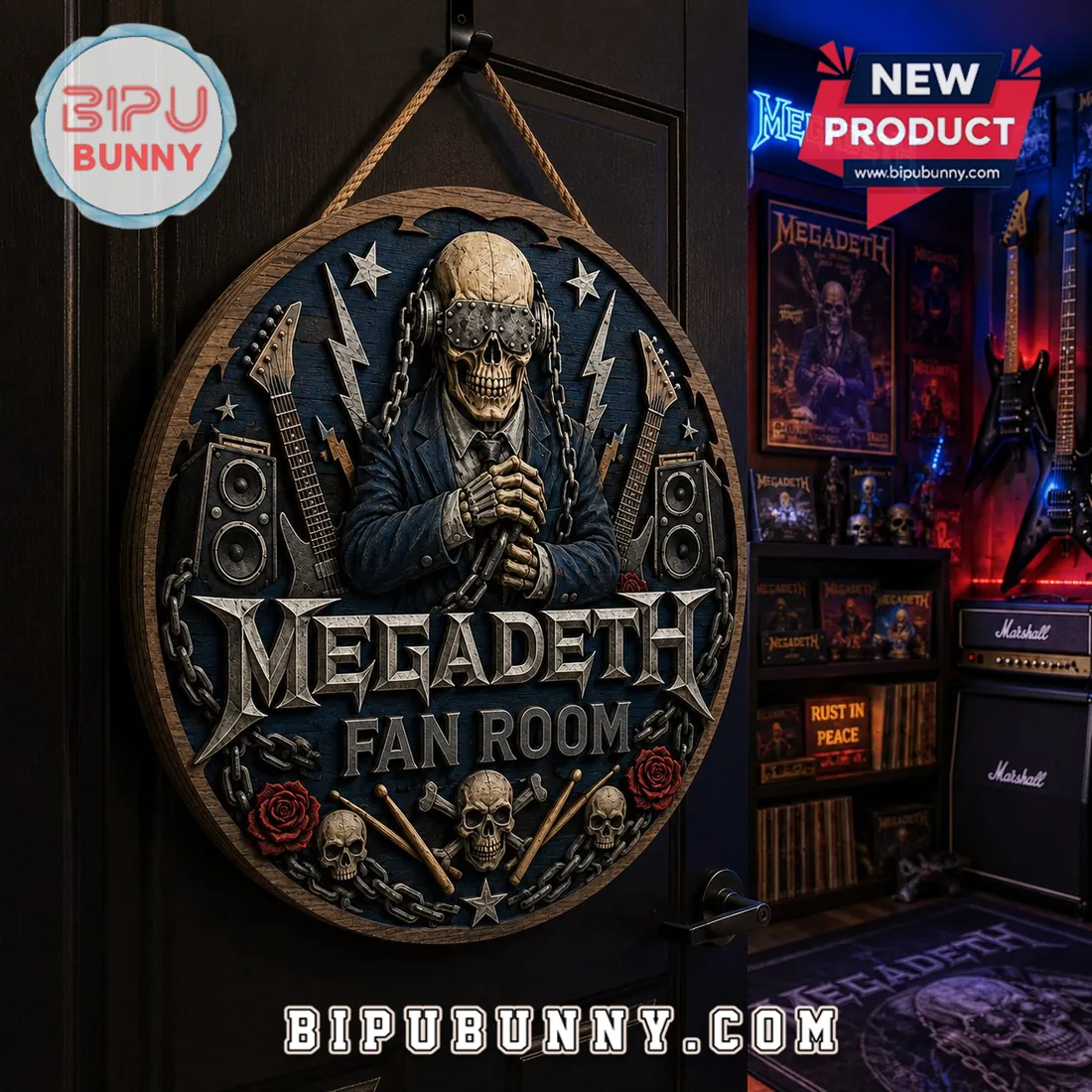 Megadeth Vic Rattlehead Limited Edition Wooden Door Sign