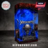 Megadeth band resin lamp featuring Vic Rattlehead skull, electric guitar, microphone, and bright blue internal LED lighting.!
