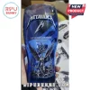 Blue glass beer glass featuring Metallica logo, 45 Years Of Fury 1981-2026 text, and winged angel with sword illustration.!