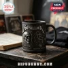 Matte black Metallica ceramic mug featuring 3D skull and electric chair motifs with Mastr of Puppets and Est 1981 text.!