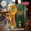 Mexico national football team 100th anniversary glass trophy cup with gold logo and green presentation box on table.!
