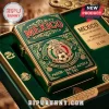 Mexico soccer theme green and gold Zippo lighter with an eagle emblem, soccer ball, and text in a collector case.!