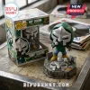 MF DOOM Funko Pop vinyl figure on display with its 30th Anniversary Supervillain Legacy box on a rustic metal surface.!