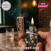 Zippo Miami Hurricanes metal windproof lighter with Sebastian the Ibis graphic and embossed team text on a bar background.!