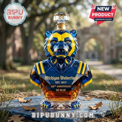 Michigan Wolverines 209th Anniversary Crystal Glass Whiskey Decanter