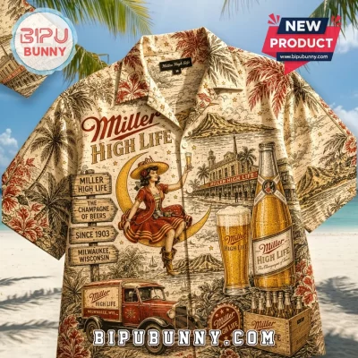 Miller High Life 2026 Sunset Beach Hawaiian Shirt