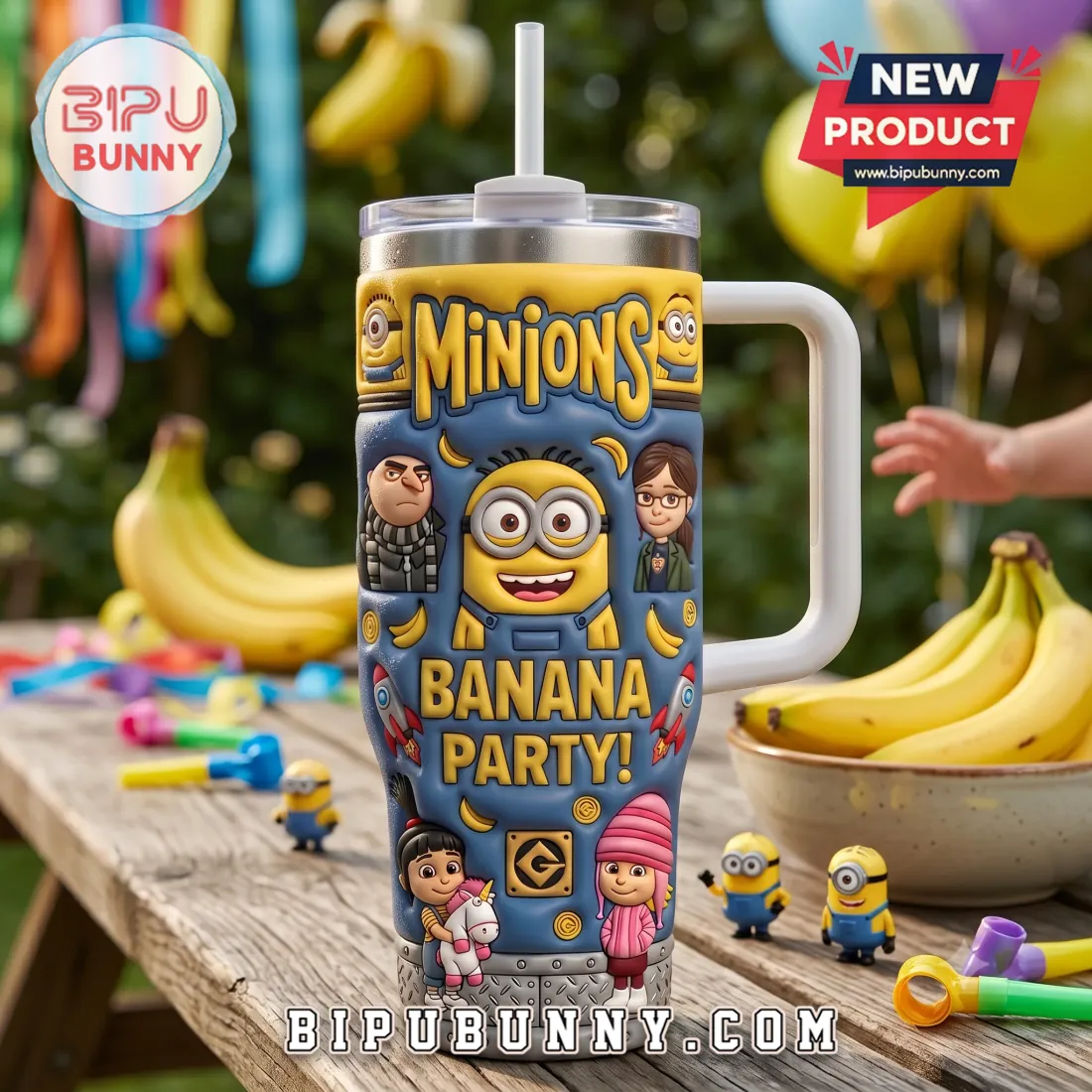Minions Banana Party Embossed Stainless Steel Tumbler Minions Banana Party Embossed Stainless Steel Tumbler