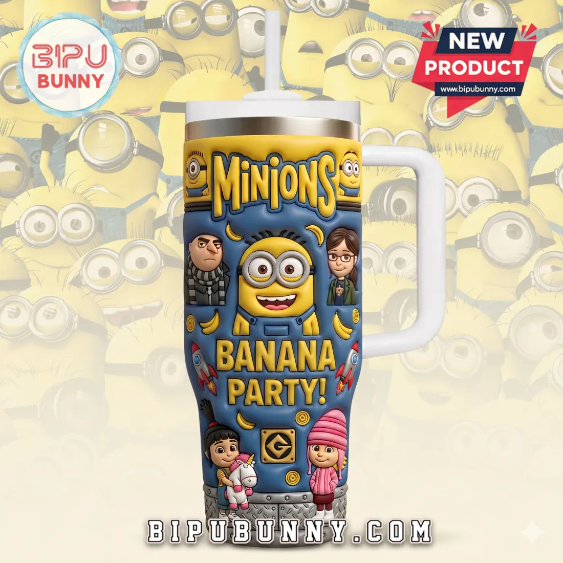 Minions Banana Party Embossed Stainless Steel Tumbler Minions Banana Party Embossed Stainless Steel Tumbler