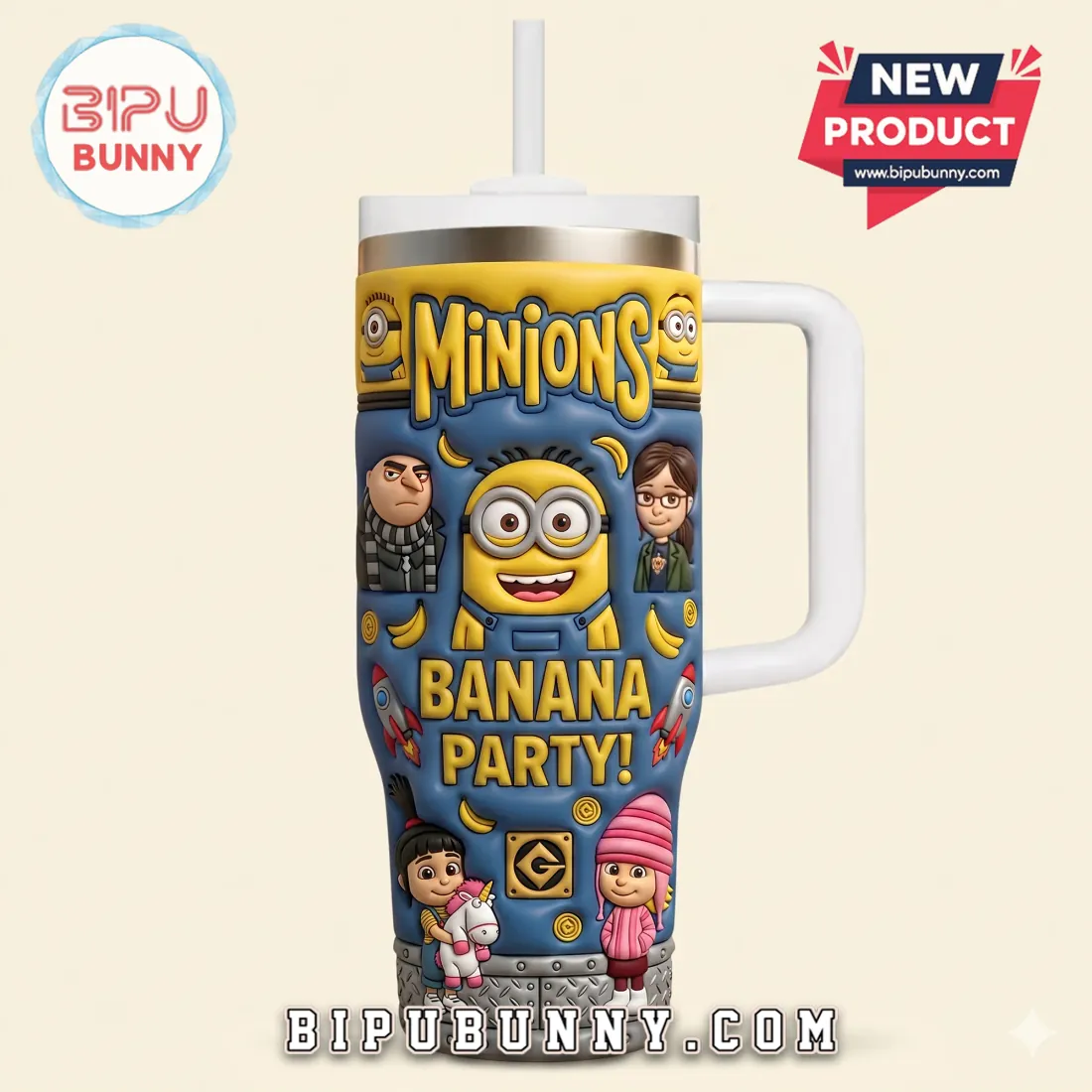Minions Banana Party Embossed Stainless Steel Tumbler Minions Banana Party Embossed Stainless Steel Tumbler