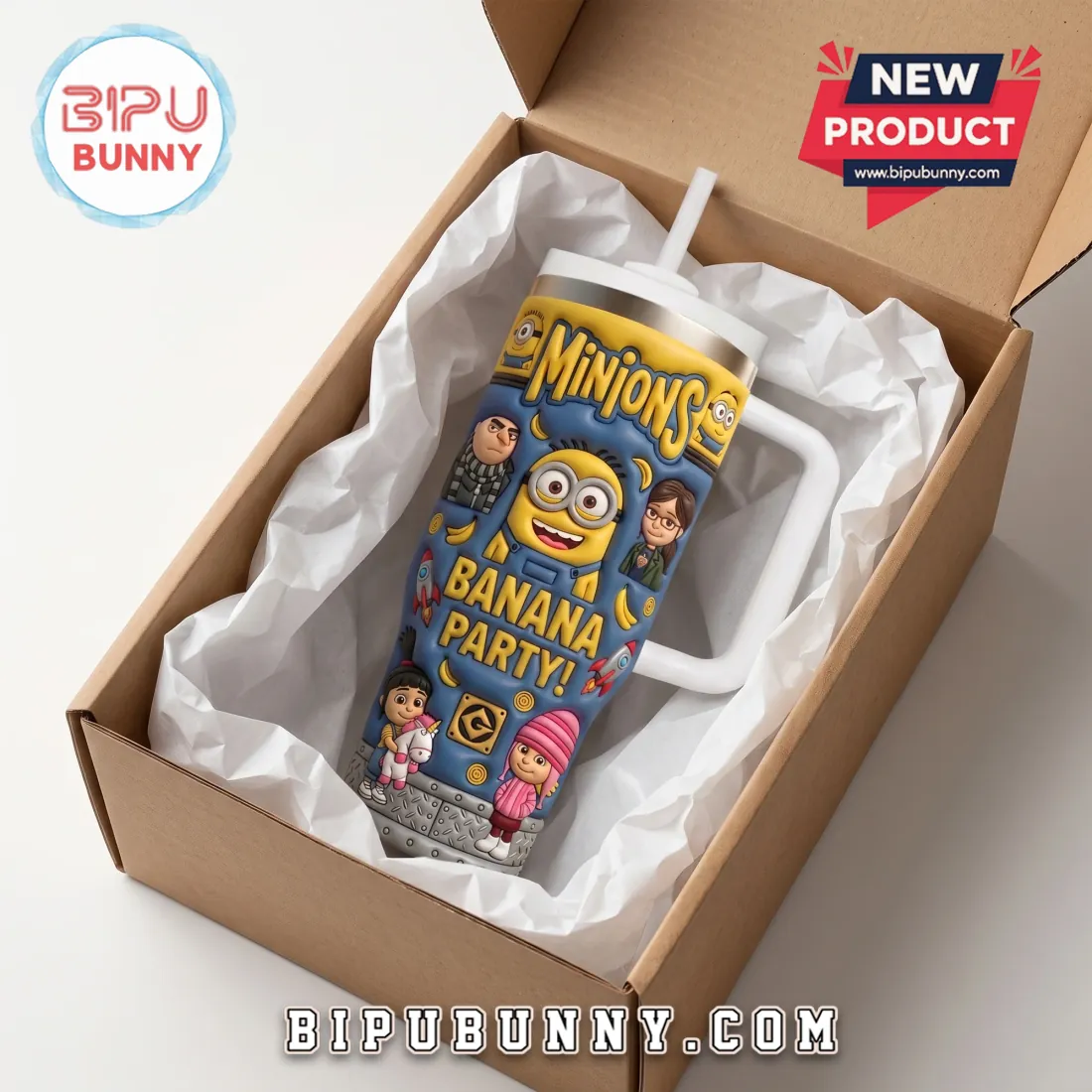 Minions Banana Party Embossed Stainless Steel Tumbler Minions Banana Party Embossed Stainless Steel Tumbler