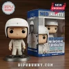 Ned Jarrett vinyl collectible figure in white racing suit and helmet standing beside matching commemorative display box.!