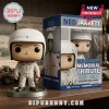 Ned Jarrett Funko Pop style vinyl figure in white racing suit and helmet standing beside its branded display box.!