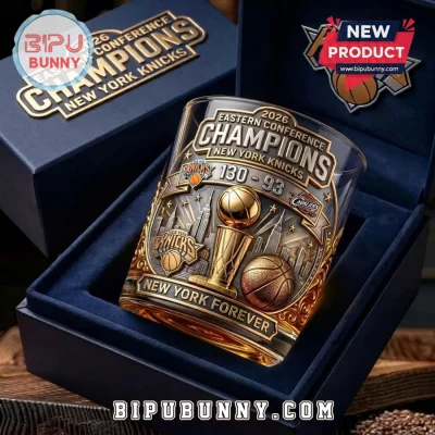 New York Knicks 2026 Eastern Conference Champions Embossed Whiskey Glass