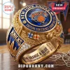 New York Knicks 2026 Eastern Conference championship ring featuring blue enamel, gold detailing, and inset crystals.!