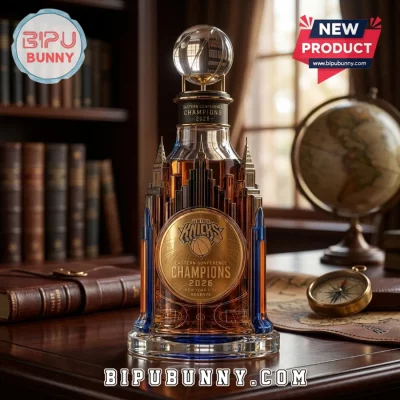 New York Knicks 2026 Eastern Conference Champions NYC Skyline Whiskey Bottle