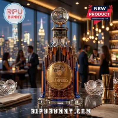 New York Knicks 2026 Eastern Conference Champions NYC Skyline Whiskey Bottle