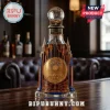 New York Knicks 2026 Eastern Conference Champions glass liquor bottle with a basketball topper and skyscraper accents.!