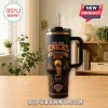 Black stainless steel tumbler featuring a New York Knicks 2026 NBA Champions graphic with a gold trophy and city skyline.!