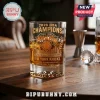 New York Knicks 2026 NBA Champions etched whiskey glass filled with amber liquid on a dark wood table.!