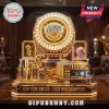 New York Knicks 2026 NBA championship trophy replica with Madison Square Garden model, gold finish, and crystal accents.!