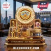 New York Knicks 2026 NBA championship trophy replica with Madison Square Garden model, gold metallic finish, and LED base.!