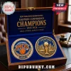 New York Knicks 2025-2026 Eastern Conference Champions commemorative coins in a blue-lined wooden display box.!