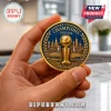 Gold New York Knicks 2025-2026 Eastern Conference Champions coin with city skyline and basketball trophy relief.!