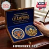 New York Knicks 2025-2026 Eastern Conference Champions commemorative gold coins in a dark wood display box with blue velvet.!