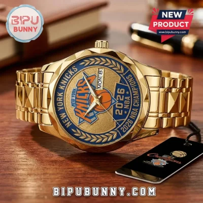 New York Knicks 2026 NBA Championship Gold Tone Quartz Watch