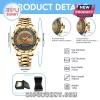 New York Knicks gold-tone stainless steel watch with 43mm dial, basketball logo, and date display feature.!
