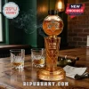 New York Knicks 2026 NBA Finals Champions basketball trophy decanter filled with amber liquid on a wooden table.!